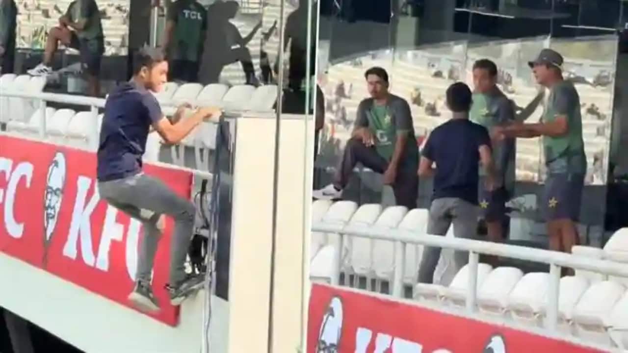 Pakistan fan dangerously climbs stands to meet up with Babar Azam on his birthday - WATCH
