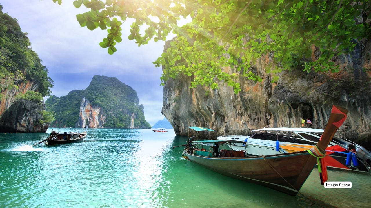 10. Krabi The limestone cliffs, emerald waters and luxurious resorts of Krabi give a couple a honeymoon retreat. Couples can go on tours of the island, visit caves, and have fun on the white sand beaches together. (Image: Canva)