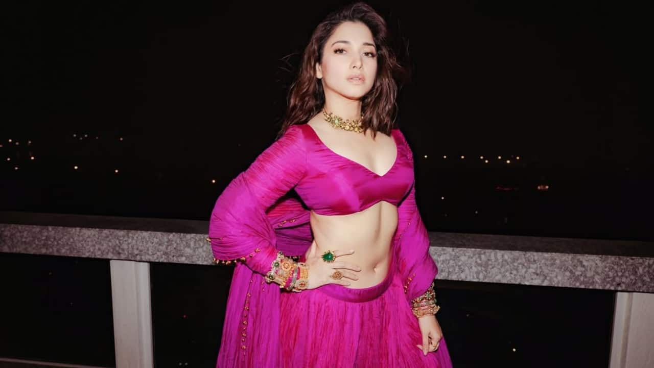 Tamannaah Bhatia lit up Ramesh Taurani's Diwali party in a bright pink lehenga that captured the festive spirit perfectly. The vibrant colour made her look both traditional and trendy. Paired with heavy kadas and a minimal makeup look, Tamannaah’s outfit stood out as one of the most striking ensembles of the night. 