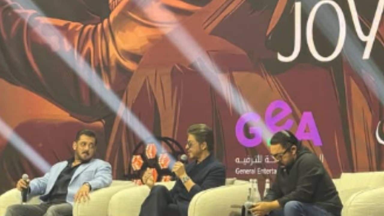 Shah Rukh Khan, Salman Khan, and Aamir Khan reunite on stage at Joy Forum 2025 in Riyadh, see here