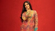 <strong>Nimrit Kaur Ahluwalia</strong><br />Nimrit Kaur Ahluwalia makes a festive and colorful Diwali fashion statement in the picture wearing a traditional gharara set. The rich embroidery and an elaborate, multicolored zigzag pattern, especially on the hemline and sleeve cuffs, adorn the short kurti and flared gharara pants that make up the outfit.