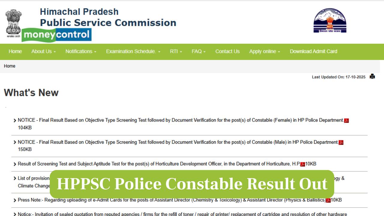 HPPSC Police Constable Result Out: 1045 candidates selected, direct link to check PDF here