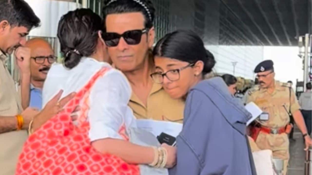 Manoj Bajpayee steps out with wife and daughter in rare airport sighting, watch