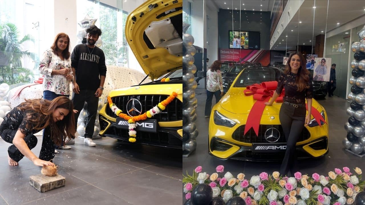 Nia Sharma brings home a stunning Mercedes on Dhanteras, shares joyful moments with family