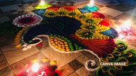 Use rose, marigold, and mango leaves to craft eco-friendly rangolis that fill your space with fragrance and freshness.