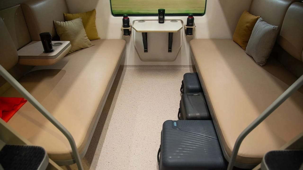 Coach Configuration for Every Traveler The Vande Bharat Sleeper Train features a 16-coach formation designed to cater to a wide range of travelers. It comprises 11 AC 3-Tier coaches, 4 AC 2-Tier coaches, and 1 luxurious First AC coach, ensuring a perfect balance of comfort and capacity. Together, these coaches can accommodate 1,128 passengers, including 823 berths for travelers and 34 designated berths for onboard staff. Every coach is fully air-conditioned, offering spacious layouts, ergonomically designed interiors, and modern safety systems that enhance both comfort and security throughout the journey. (Image: X)