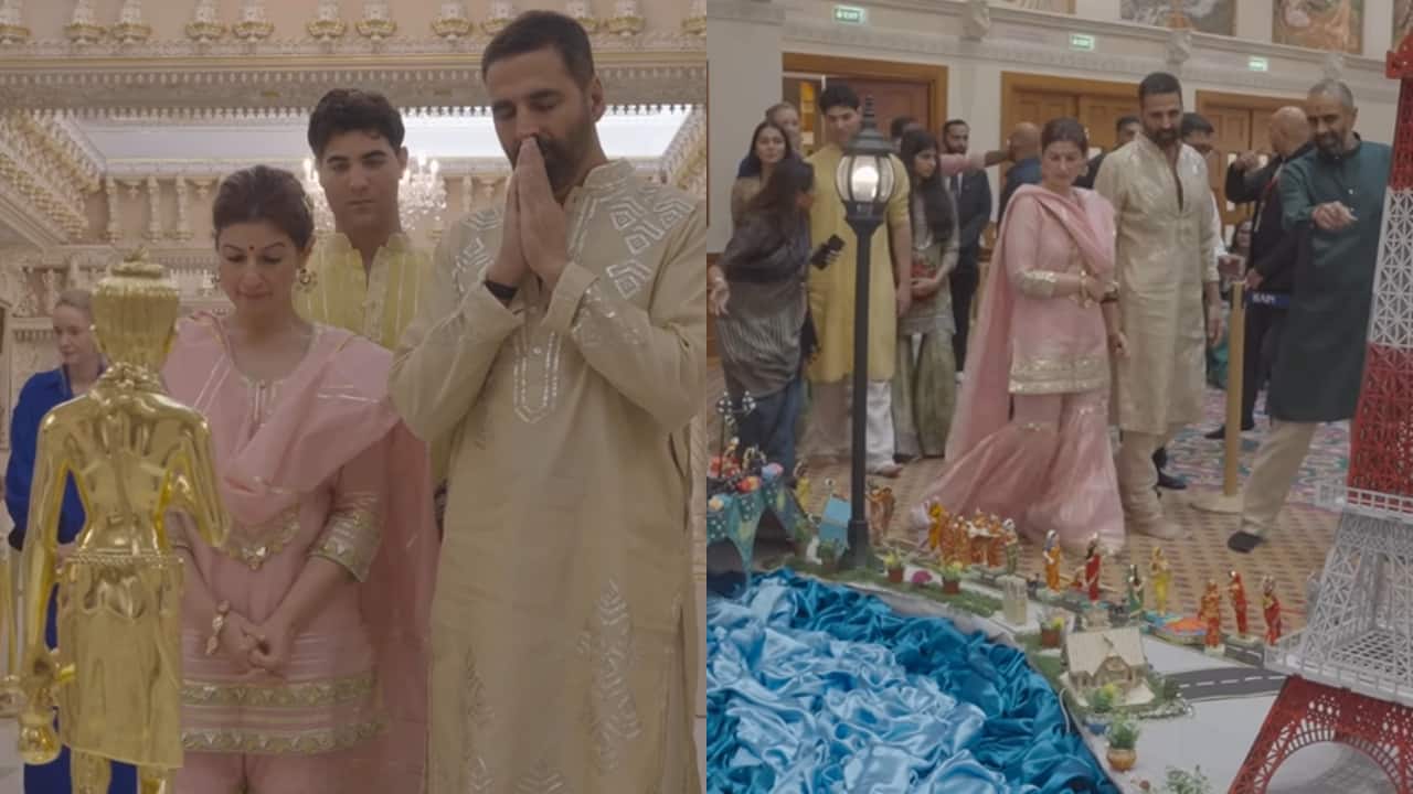 Akshay Kumar, Twinkle Khanna and kids visits Shri Swaminarayan temple in London to mark Diwali, watch
