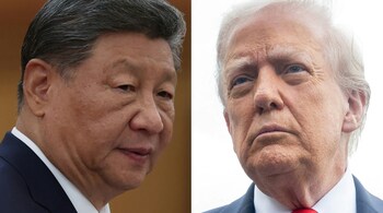 (COMBO) This combination of pictures created on September 18, 2025 shows, L/R, Chinese President Xi Jinping in Beijing on September 4, 2025 and US President Donald Trump in Washington, DC, on September 16, 2025. Trump and Xi are scheduled to talk via phone on September 19, 2025. (Photo by Lintao Zhang and SAUL LOEB / various sources / AFP)