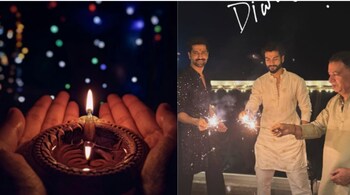 Pregnant Katrina shared a photo on her Instagram Stories holding a diya, with Vicky placing his hand underneath hers.

