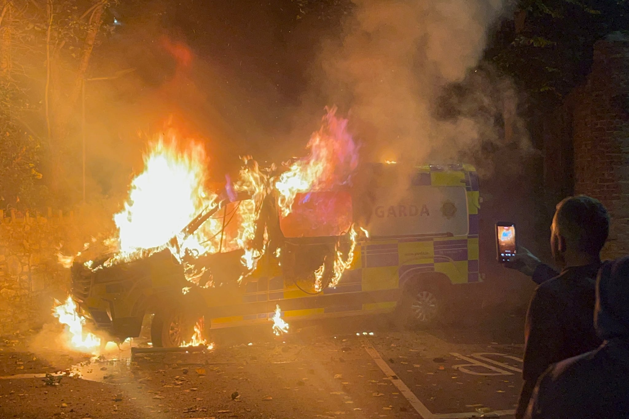Six arrested at 'violent' protest outside Dublin asylum seeker hotel