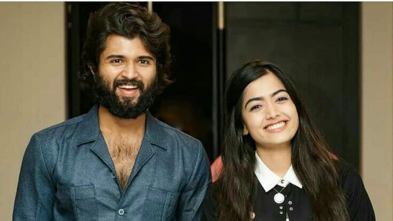 A Shared Moment of Joy Rashmika Mandanna and Vijay Deverakonda laugh wildly together, caught in a moment of unscripted, pure happiness. This casual photo catches their easy relationship and sincere connection, which fans adore off-screen and find charming on-screen.