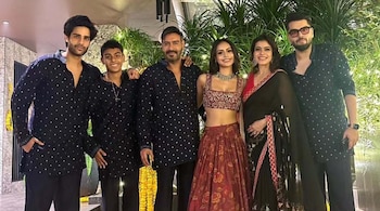 Kajol, Ajay Devgn twin in black as they share pics with children Nysa and Yug from their intimate Diwali celebrations