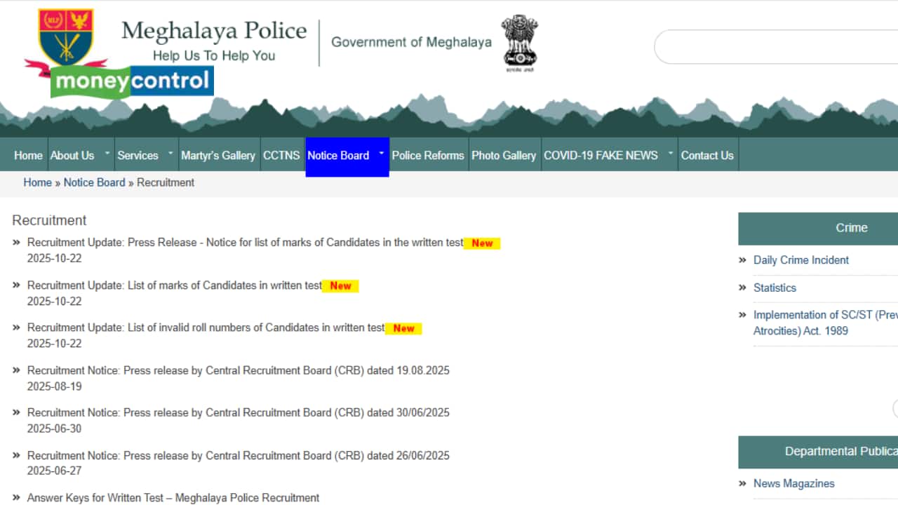 Meghalaya Police Result 2025 Out for Various Posts at megpolice.gov.in; link here