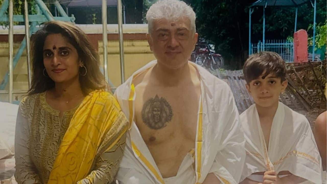 Ajith Kumar fans spot his chest tattoo in his temple visit photo dump; claim, 'That is his family deity'