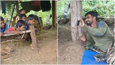 CRPF personnel shows cartoons to tribal children in Chhattisgarh, internet calls it 'heartwarming'. Watch
