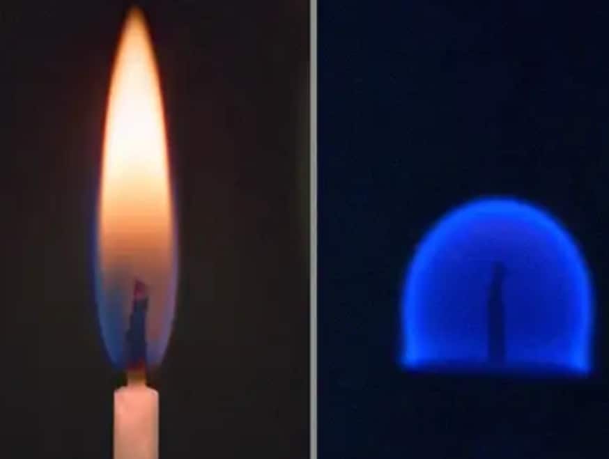 It smoulders less, looks bluer and does not have the wavering movement. (Image: Space)