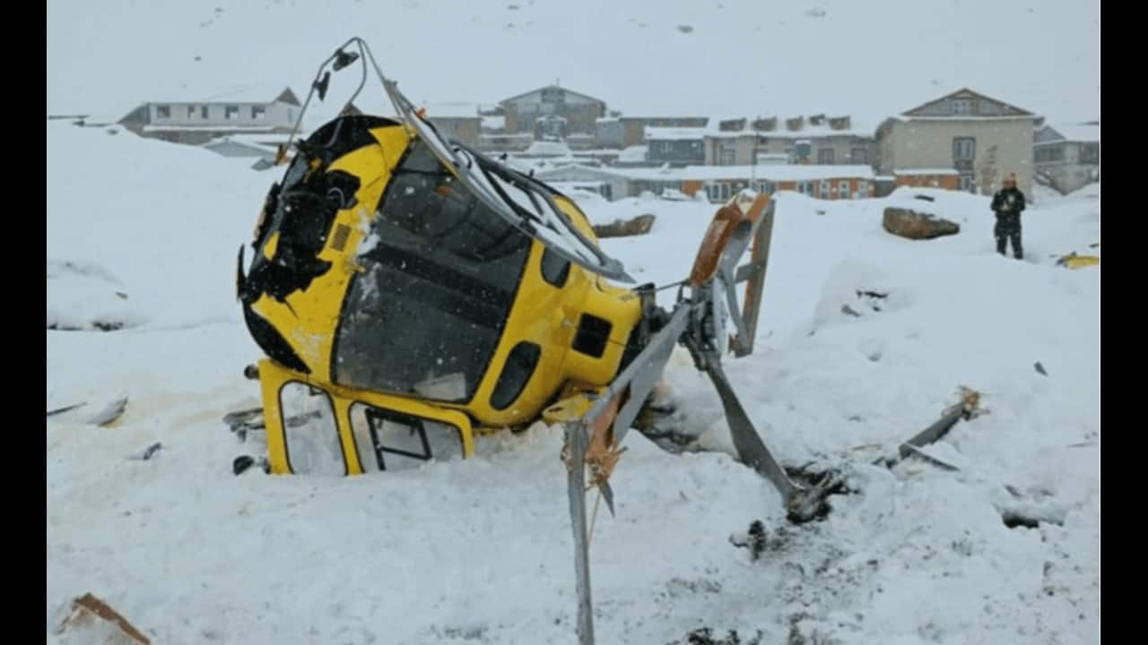 Rescue helicopter crash-lands near Everest Base Camp amid heavy snowfall in Nepal