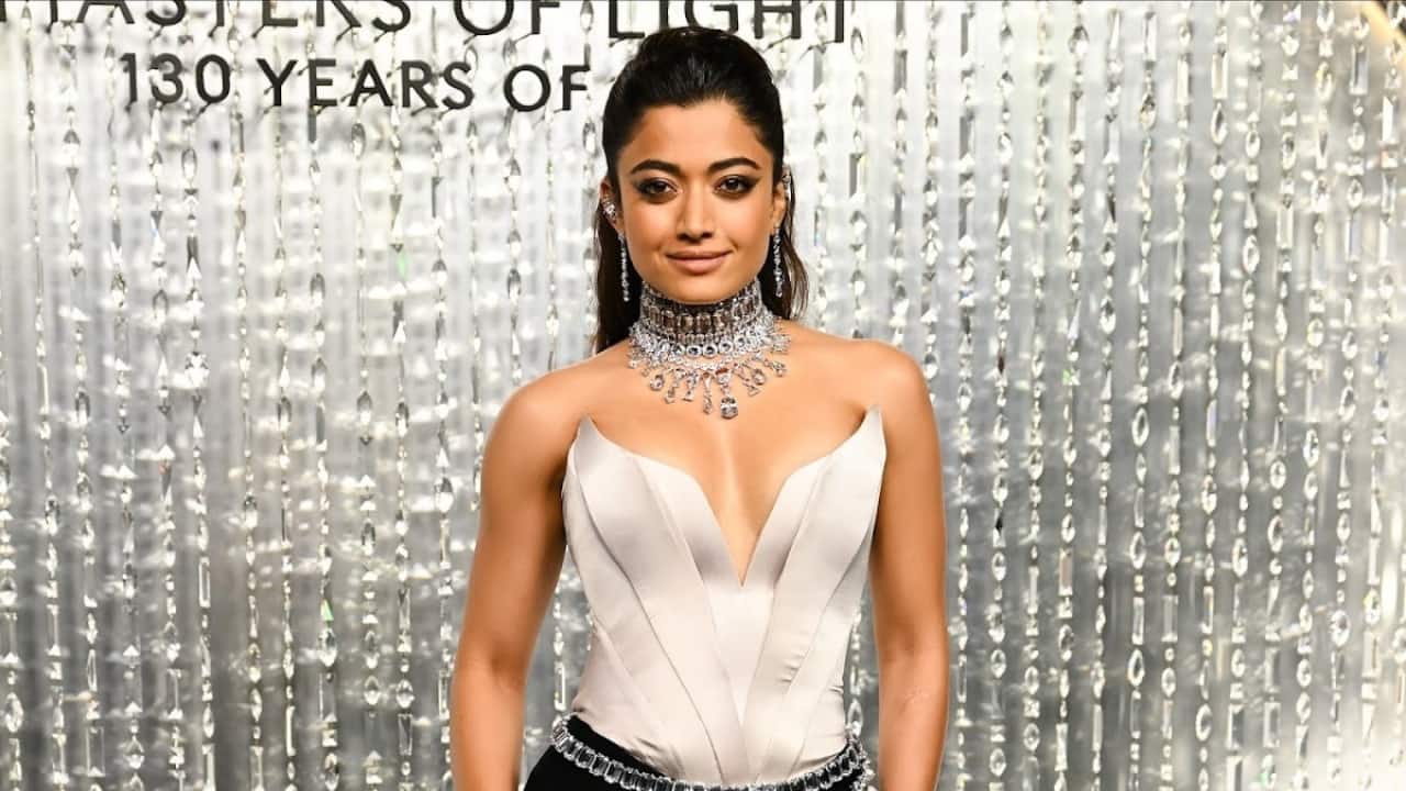 Rashmika Mandanna stuns in a sultry sculpted corset and skirt for Swarovski event