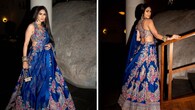 <strong>Electric charm</strong><br />Mrunal makes a statement in this electric blue lehenga adorned with traditional embroidery. The most striking feature is the multi-coloured detailing that brings the paisley and floral motifs on the skirt, blouse, and dupatta to life.