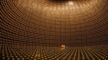 Inside Japan’s Super-Kamiokande neutrino detector. (Image: Kamioka Observatory, ICRR (Institute for Cosmic Ray Research), The University of Tokyo)