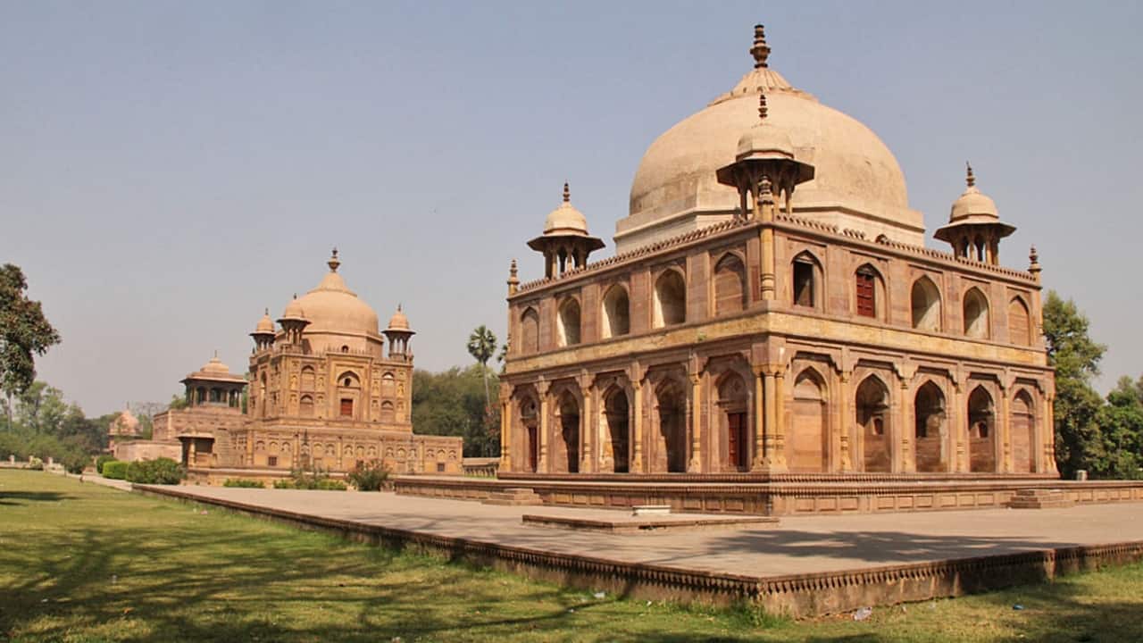 9. Khusro Bagh, Prayagraj (Uttar Pradesh) A lesser-known gem, Khusro Bagh is the final resting place of Prince Khusro, son of Jahangir. Its walled garden complex features stunning sandstone mausoleums surrounded by manicured Mughal-style lawns. (Image: Islamic Architectural Heritage) 9. Khusro Bagh, Prayagraj (Uttar Pradesh) A lesser-known gem, Khusro Bagh is the final resting place of Prince Khusro, son of Jahangir. Its walled garden complex features stunning sandstone mausoleums surrounded by manicured Mughal-style lawns. (Image: Islamic Architectural Heritage)