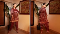 <strong>Dia Mirza in Varanasi silk brocade</strong><br />Look luminous this wedding season by sporting a regal maroon Banarasi silk brocade kurta like Dia Mirza. A Raw Mango creation, the shirt features gold floral butas placed geometrically all over. It’s paired with a stylish ankle-length brocade salwar, adding a modern touch.