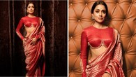 <strong>Shriya Saran in an heirloom Banarasi drape</strong><br />Shriya Saran exudes feminine charm in a vintage heirloom Banarasi saree woven in silver zari and restored by hand. This saree is paired with the chicest full-sleeve blouse featuring embroidery on the sleeves. While it’s traditional, it’s also contemporary and perfect for the red carpet.