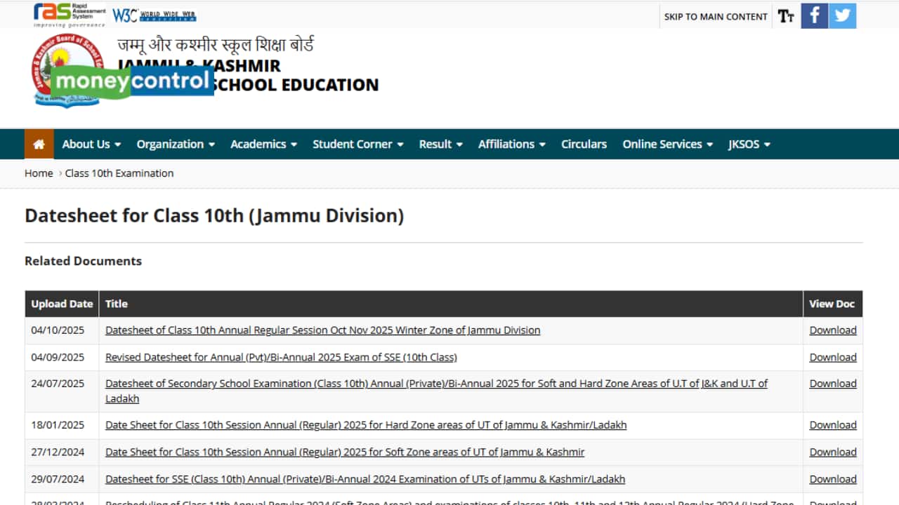 JKBOSE Class 10 Datesheet 2025 Revised due to Assembly Bye-Elections, Check Updated Schedule