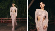 <strong>Khushi Kapoor</strong><br />Love all things vintage? Khushi Kapoor is all for glamour in a blue-toned vintage lace hand-embroidered saree by Manish Malhotra. What’s more? It has crystal and pearl detailing, making it a dazzling affair. The blouse design makes it even better. (Image: Instagram)