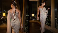 <strong>Malaika Arora</strong><br />A drape that doesn’t look like a saree! Malaika is a stunner in a Tarun Tahiliani metallic saree with intricate, stylish pleats. The detailing of this fluid fit, encrusted with Swarovski crystals, is every bit sparkling, and the modern twisted design of the blouse is perfect. (Image: Instagram)