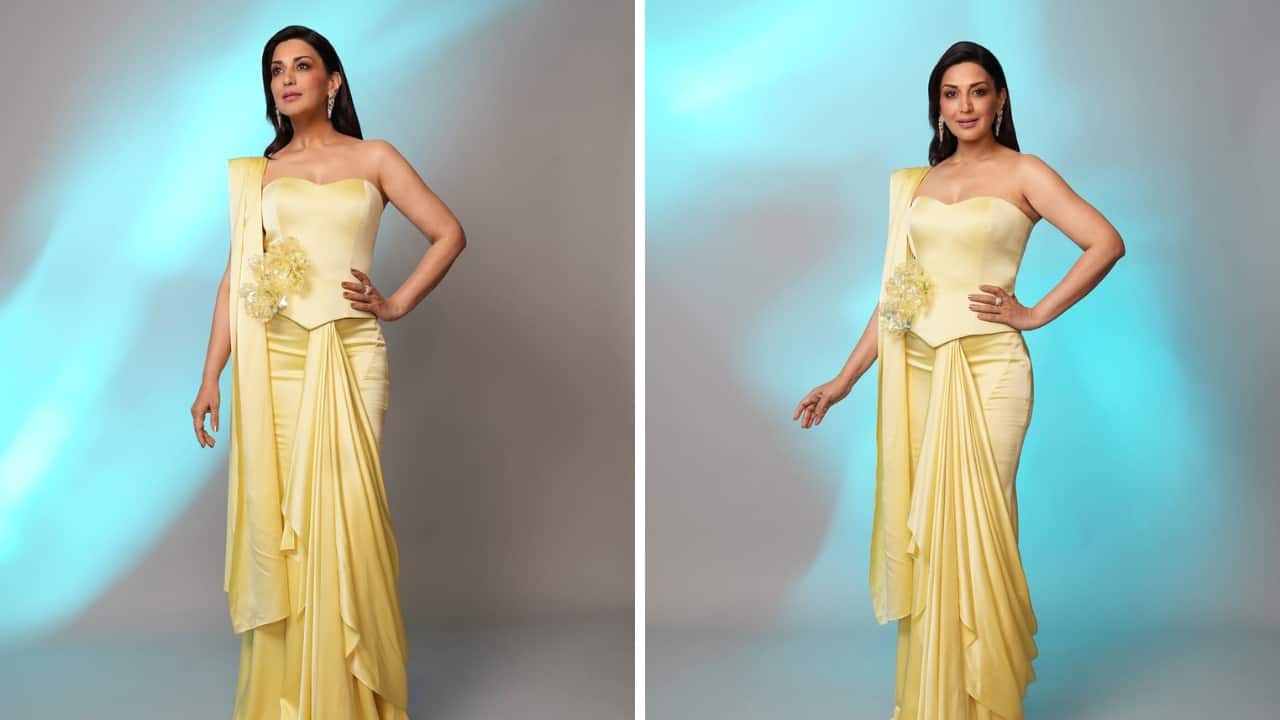 <strong>Sonali Bendre</strong><br />Standing tall in a butter-yellow saree, a colour that reigned through the year, Sonali Bendre looks radiant in the pre-stitched drape by Manish Malhotra. Its asymmetrical pleats enhance its beauty, along with the off-shoulder corset adorned with 3D floral designs. (Image: Instagram)