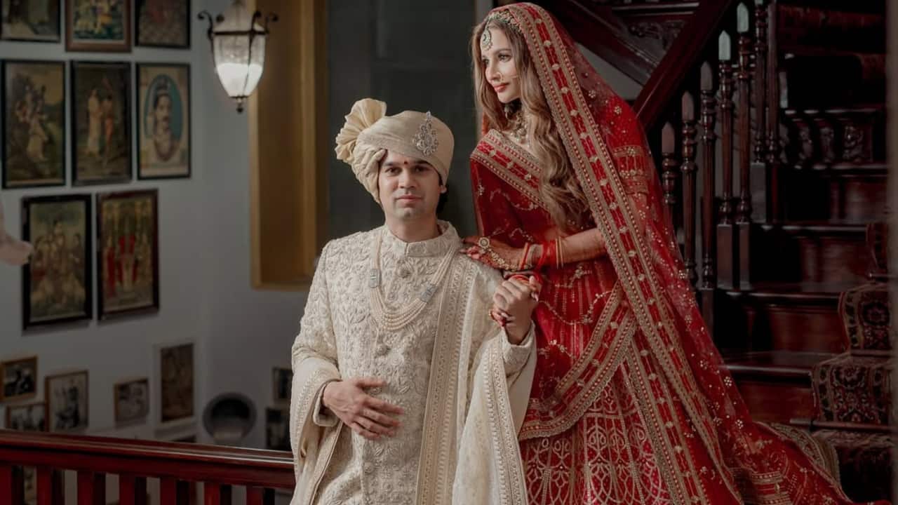 Birla scion Vedant Birla and his wife Tejal Kulkarni’s wedding album: What the bride and groom wore