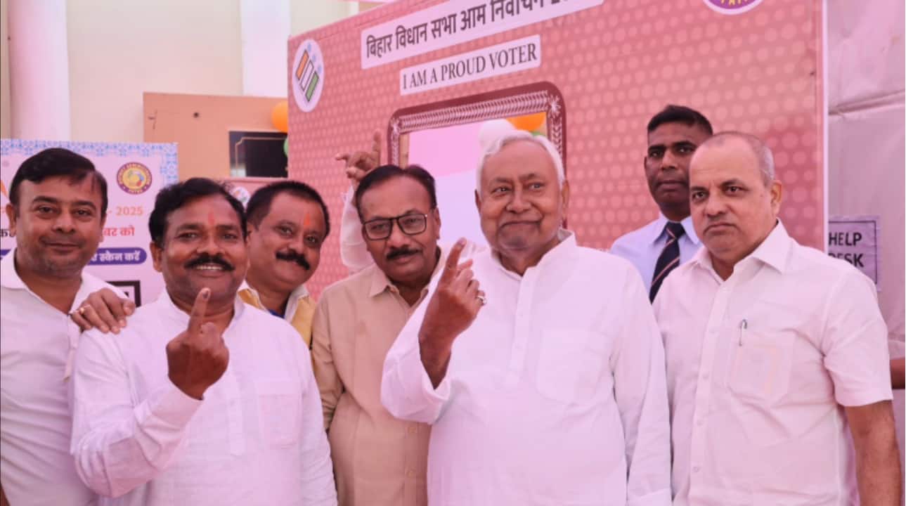 CM Nitish Kumar casts vote in Patna, 13% voter turnout recorded till 9 am in Bihar's first phase of voting
