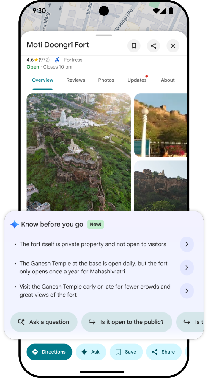 Google Maps Proactive local tips
