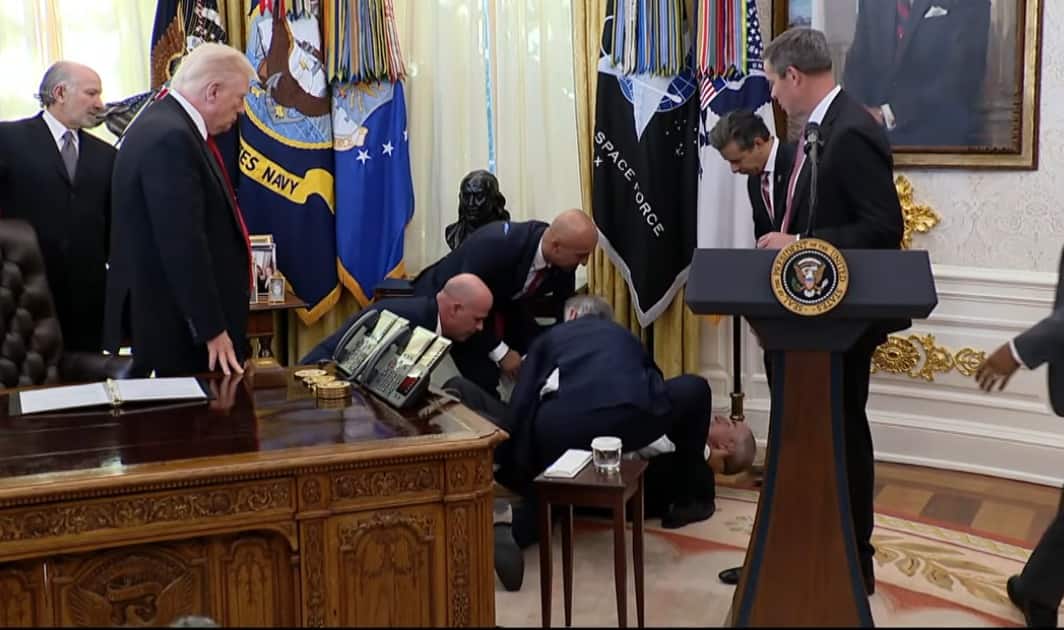 Novo Nordisk executive faints in Oval Office while standing behind Trump | Watch Novo Nordisk executive faints in Oval Office while standing behind Trump | Watch