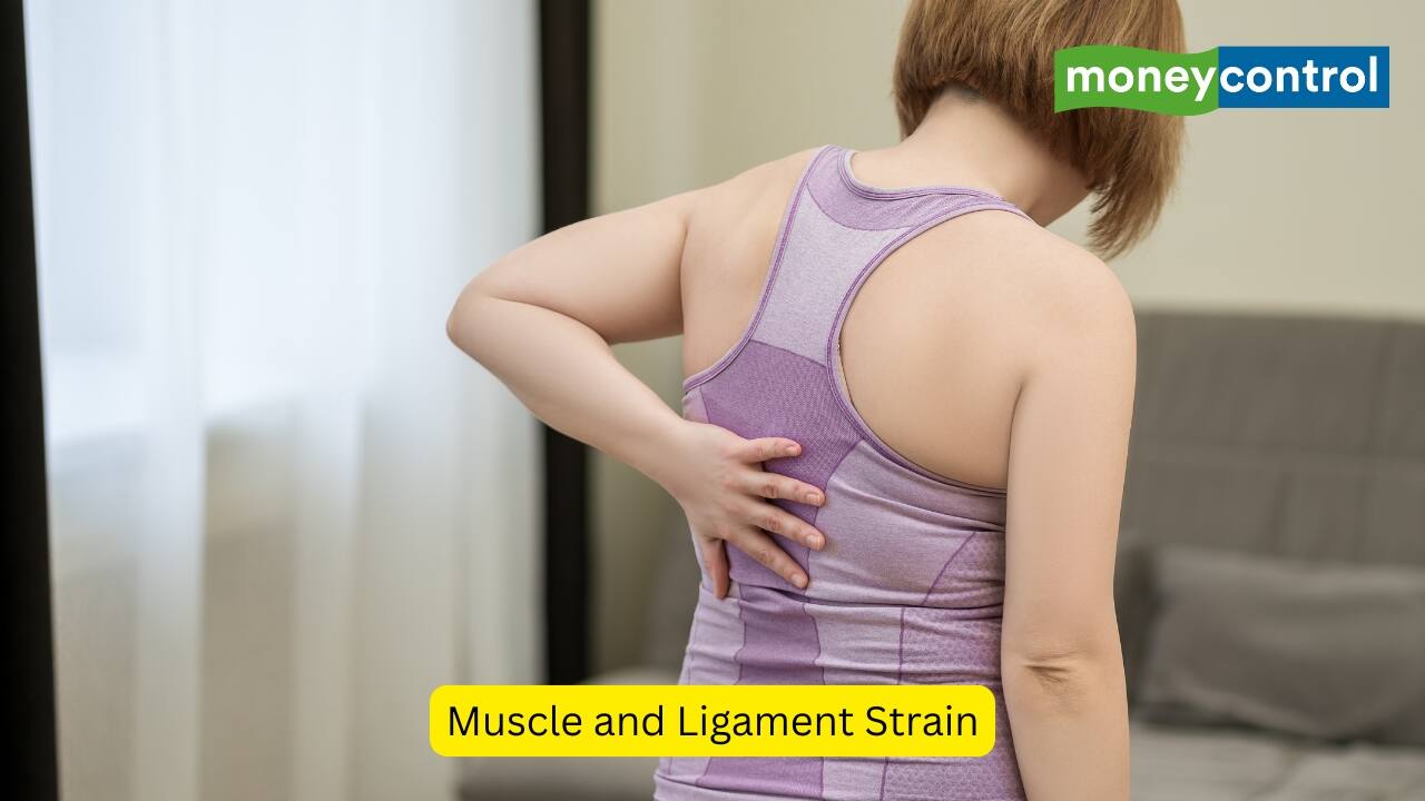 Muscle and Ligament Strain Sudden or long-term strain of the muscles that are around the spine, or straining of the supporting ligaments, can often lead to back pain. Excessive exertion and improper lifting of heavy equipment, at the workplace or the gym, can cause pain, along with poor posture. (Image: Canva)