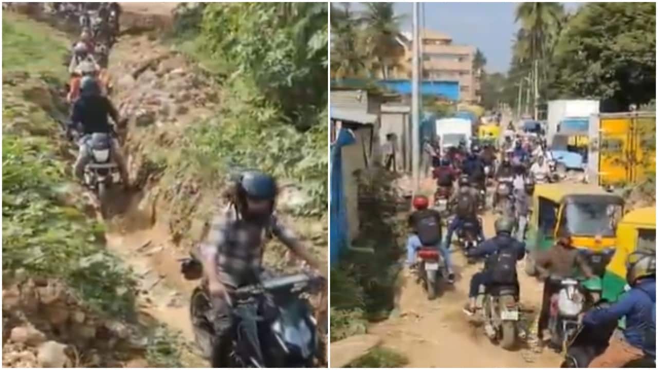 'Invisible development': Stuck in gridlock, Bengaluru motorists use muddy railway path as shortcut. Watch