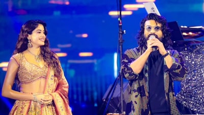 Ram Charan surprises fans with unexpected entry at Peddi celebration in Hyderabad, Janhvi Kapoor joins him