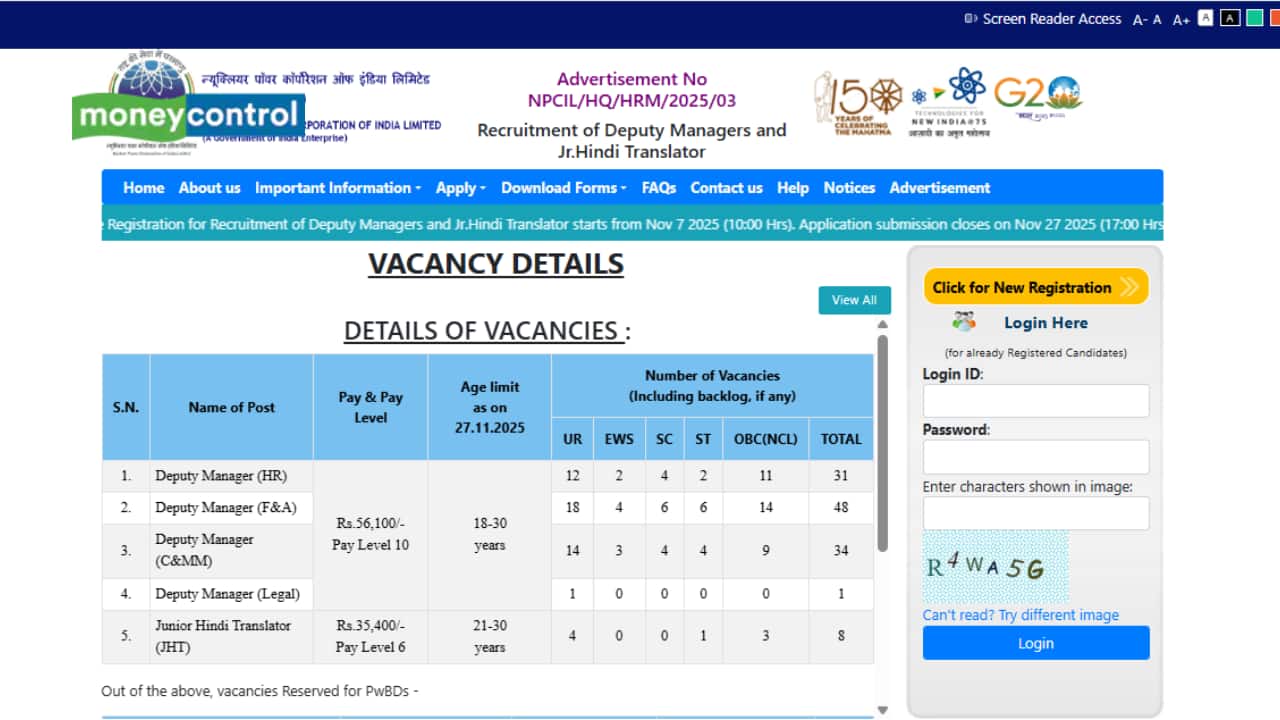 NPCIL Recruitment 2025: Registration Begins for Deputy Manager Posts; Direct Link to Apply Here