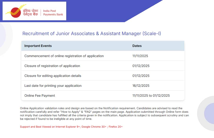 IPPB Recruitment 2025 begins for 309 Assistant Manager & Junior Associate posts @ ippbonline.com, direct link here