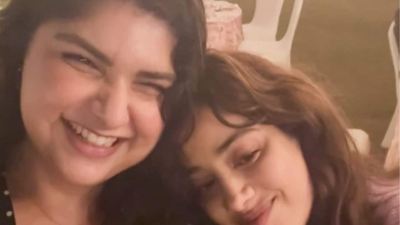 During their father Boney Kapoor's 70th birthday celebration, Anshula Kapoor and Janhvi Kapoor are seen sharing a sweet sisterly moment. Warmth and love are evident as Janhvi puts her head on her sister's shoulder and Anshula beams with delight.