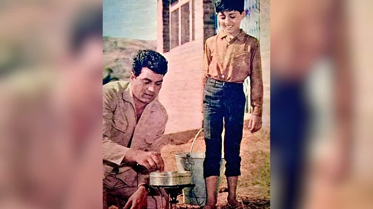 <strong>Dharmendra with Sunny Deol</strong><br />Dharmendra shared this throwback picture with his elder son, Sunny Deol, reflecting on their deep father-son bond. The pic shows Sholay actor Dharmendra cooking with his young son Sunny Deol from 1965 in a picturesque setting that exemplifies father-son camping goals was recently discovered by us.
