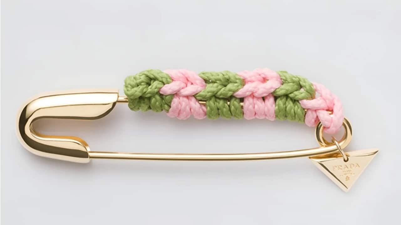 Prada's crochet safety pin brooch