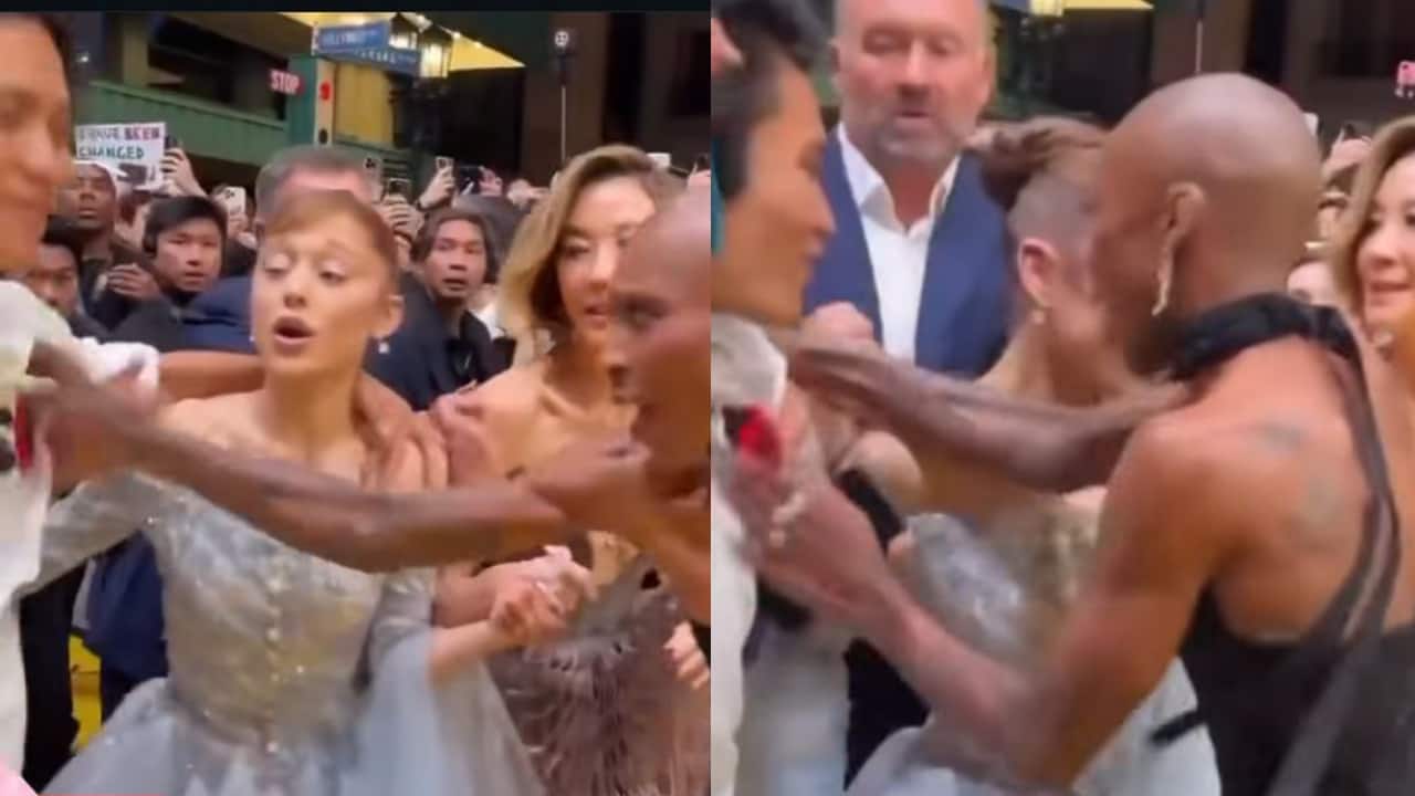 Ariana Grande shaken after fan grabs her at ‘Wicked For Good’ premiere; Cynthia Erivo steps in to protect the singer