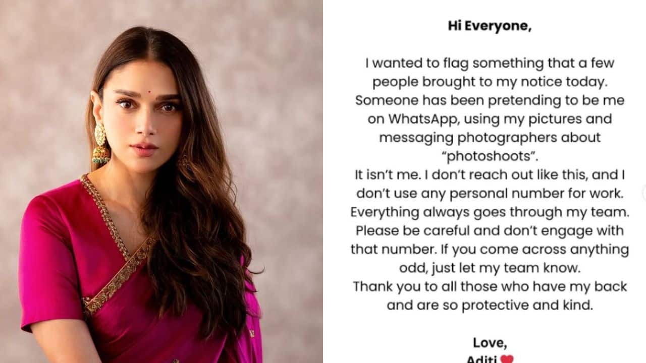 Aditi Rao Hydari warns fans about fake WhatsApp account impersonating her: "Please be careful"