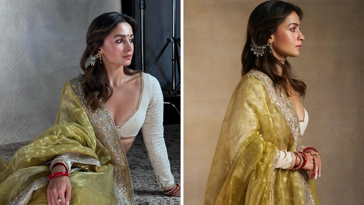 Alia Bhatt’s Ear Chain Alia Bhatt’s desi look in a Jamdani saree and chikankari blouse was enhanced with the most stunning kanautis: ear chains that elevated not just her ensemble but also added a beautiful Indian touch to her overall look. It’s quick and easy to style. (Image: Instagram)