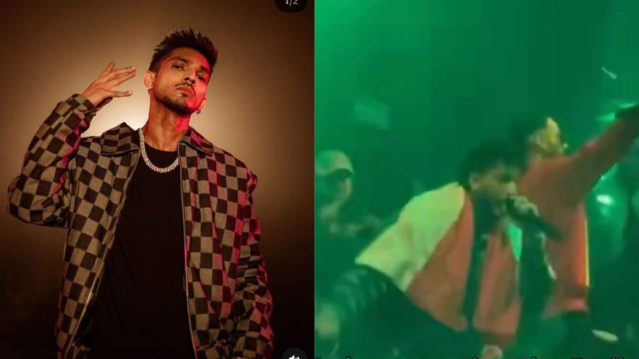 Talha Anjum waving Indian flag at Nepal concert