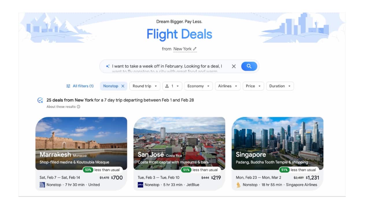 Canvas in Search brings everything into one interactive panel Canvas, previously used for project organisation, now supports travel planning within Google Search. When users choose “Create Canvas,” the tool opens an integrated dashboard showing suggested hotels, attractions, maps, timings, and daily plans. Unlike generic static recommendations, Canvas updates dynamically based on new queries. Travellers can modify the duration, budget, preferred activities, or even compare hotels by distance, amenities, and pricing. The feature is currently available on desktop in the U.S. through the AI Mode Labs experiment.