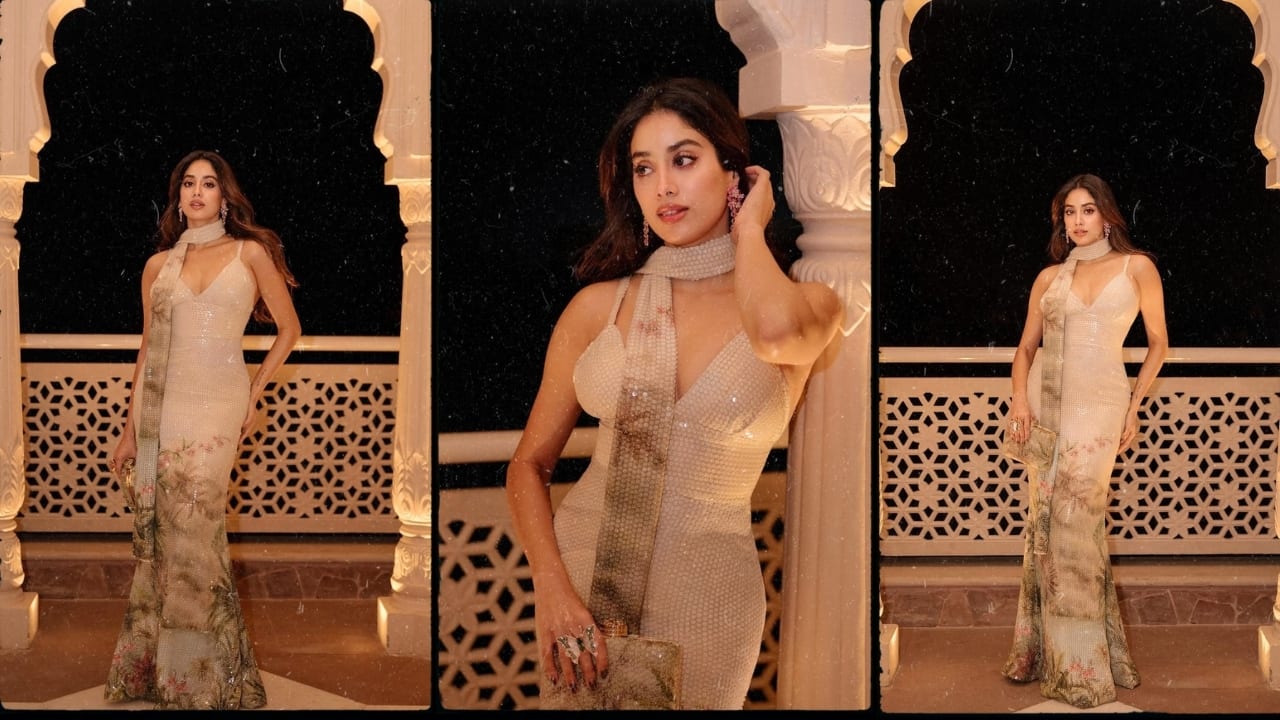 Janhvi Kapoor’s glam in an Elie Saab sequin dress and scarf is unmatched; See pics inside