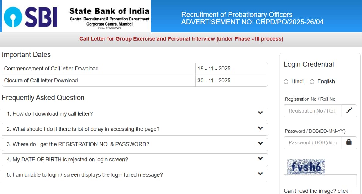 SBI PO Interview Call Letter 2025 released @ sbi.co.in; direct link here